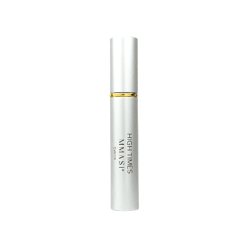 A silver and gold cylindrical bottle of High Times Extrait perfume with black text on the front.